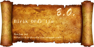 Birik Ofélia névjegykártya